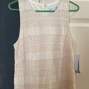 London Times Ivory Crochet Midi Dress